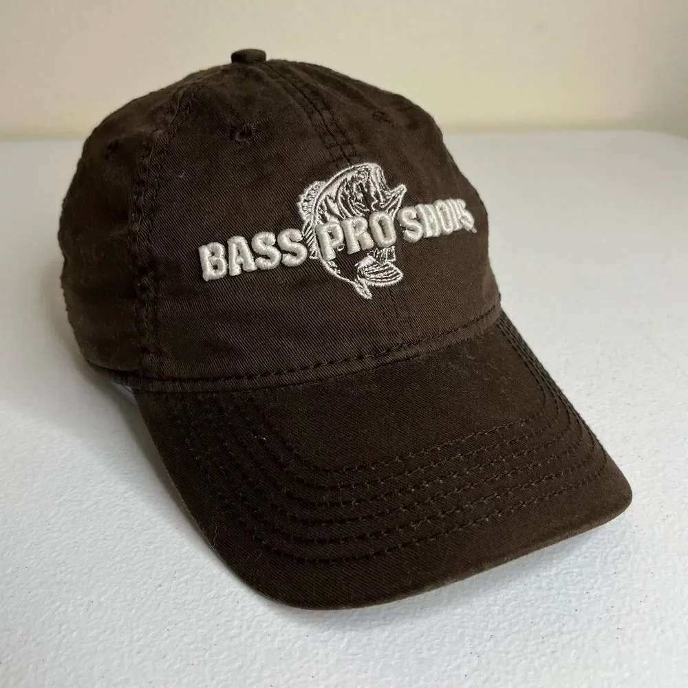 Bass Pro Shops Brown Embroidered Snapback 6 Panel Low Profile Ball Cap Hat OSFA